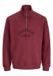 Thumbnail Sweat en coton mélangé rouge uni avec une coupe droite et un col camionneur