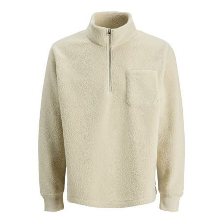 Sweat écru uni en sherpa avec des manches...