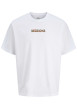 Thumbnail T-shirt manches courtes en coton blanc avec un imprimé et un col rond
