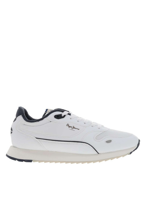 Baskets running blanches avec semelle bicolore à talon plat et lacets