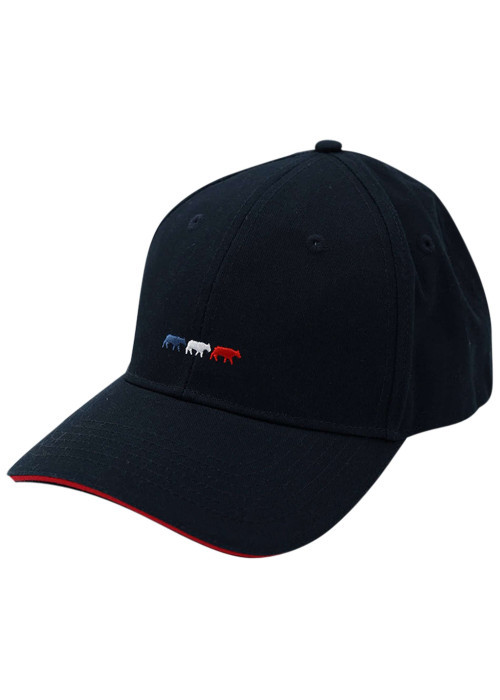 Casquette en coton biologique marine unie avec logo iconique à l'avant
