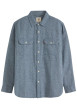 Thumbnail Chemise en coton bleu gris chinée avec une coupe droite et 2 poches