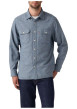Thumbnail Chemise en coton bleu gris chinée avec une coupe droite et 2 poches - Image 2