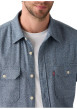 Thumbnail Chemise en coton bleu gris chinée avec une coupe droite et 2 poches - Image 5