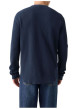 Thumbnail T-shirt en coton bleu marine en maille gaufrée avec un col rond - Image 2