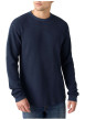Thumbnail T-shirt en coton bleu marine en maille gaufrée avec un col rond - Image 3