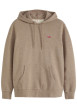 Thumbnail Sweat beige chiné en coton avec un col à capuche et une poche kangourou - Image 2