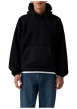 Thumbnail Sweat noir uni en sherpa avec une coupe droite et un col à capuche - Image 3
