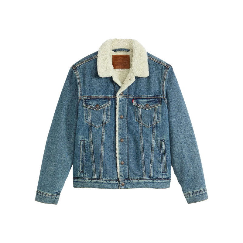 Levi's® - Veste En Jean Bleue En Coton Avec Une Coupe Droite Et Un Col à Revers En Sherpa - Bleu