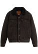 Thumbnail Blouson en coton noir délavé en jean avec une coupe droite et un col à revers