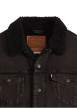 Thumbnail Blouson en coton noir délavé en jean avec une coupe droite et un col à revers - Image 2