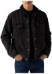 Thumbnail Blouson en coton noir délavé en jean avec une coupe droite et un col à revers - Image 4