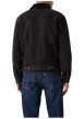Thumbnail Blouson en coton noir délavé en jean avec une coupe droite et un col à revers - Image 5