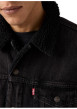 Thumbnail Blouson en coton noir délavé en jean avec une coupe droite et un col à revers - Image 6