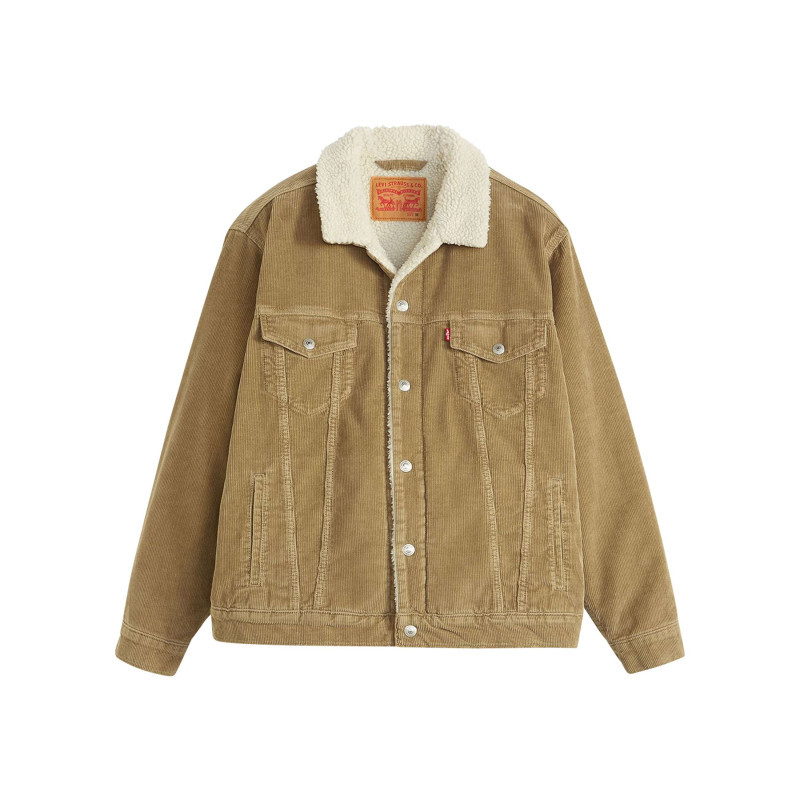 Levi's® - Veste En Velours Côtelé Camel En Coton Avec Un Col Sherpa Et Une Coupe Droite - Camel