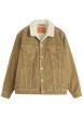 Thumbnail Veste en velours côtelé camel en coton avec un col sherpa et une coupe droite