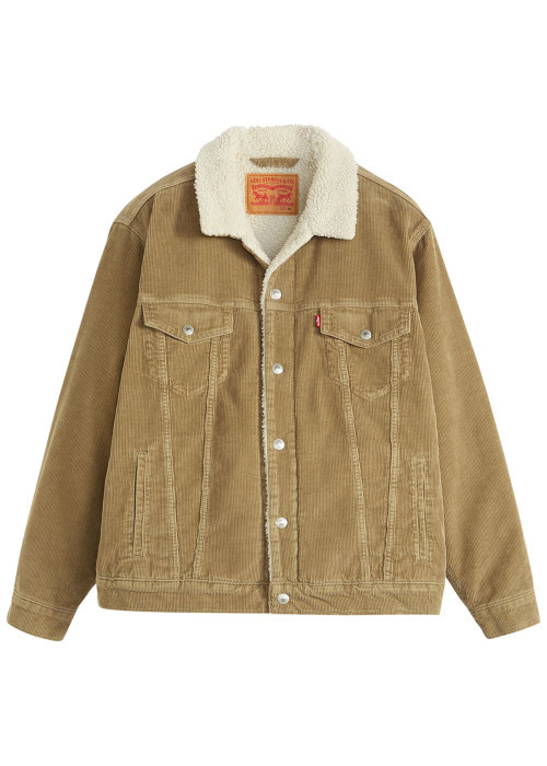 Veste en velours côtelé camel en coton avec un...
