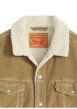 Thumbnail Veste en velours côtelé camel en coton avec un col sherpa et une coupe droite - Image 2