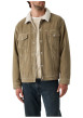 Thumbnail Veste en velours côtelé camel en coton avec un col sherpa et une coupe droite - Image 3