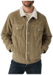 Thumbnail Veste en velours côtelé camel en coton avec un col sherpa et une coupe droite - Image 5