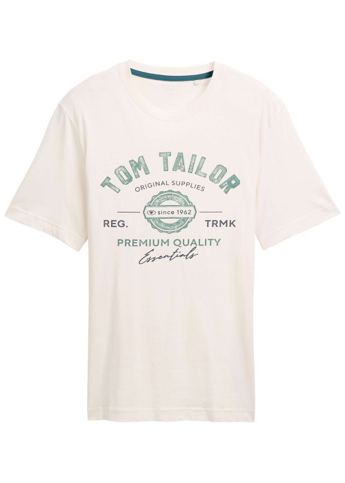 T-shirt en coton blanc avec un imprimé fantaisie et un col rond