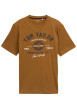 Thumbnail T-shirt en coton camel avec un imprimé fantaisie et un col rond
