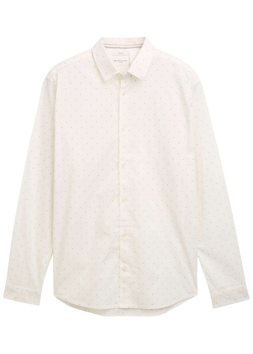 Chemise blanche en coton pourvu d'un col à rabats et d'un motif à pois