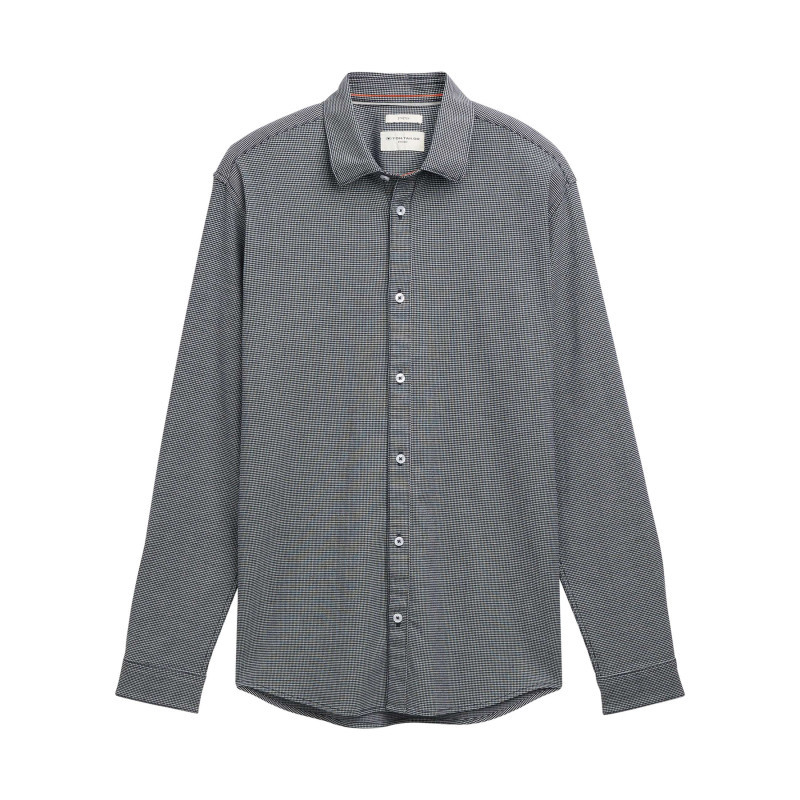 Tom Tailor - Chemise Grise En Coton à Motif Fantaisie Pourvue D'une Boutonnière - Grise