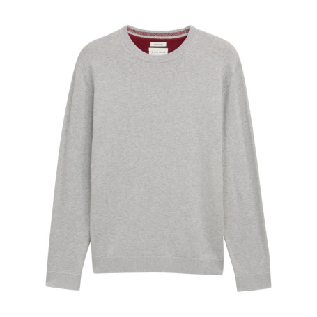 Pull en coton gris clair avec un col rond et...