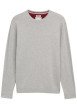Thumbnail Pull en coton gris clair avec un col rond et des manches longues