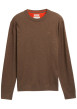Thumbnail Pull en coton brun uni avec un col rond et des manches longues