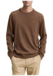 Thumbnail Pull en coton brun uni avec un col rond et des manches longues - Image 2