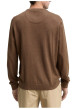 Thumbnail Pull en coton brun uni avec un col rond et des manches longues - Image 3