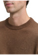 Thumbnail Pull en coton brun uni avec un col rond et des manches longues - Image 4