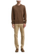 Thumbnail Pull en coton brun uni avec un col rond et des manches longues - Image 5
