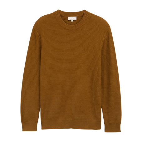 Pull en coton camel uni avec un col rond et des...