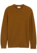 Thumbnail Pull en coton camel uni avec un col rond et des manches longues