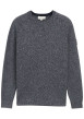 Thumbnail Pull en coton anthracite moucheté avec un col rond et des manches longues