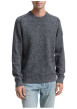 Thumbnail Pull en coton anthracite moucheté avec un col rond et des manches longues - Image 2