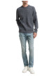 Thumbnail Pull en coton anthracite moucheté avec un col rond et des manches longues - Image 5