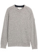 Thumbnail Pull en coton gris clair moucheté avec un col rond et des manches longues