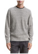 Thumbnail Pull en coton gris clair moucheté avec un col rond et des manches longues - Image 2