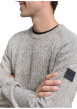 Thumbnail Pull en coton gris clair moucheté avec un col rond et des manches longues - Image 4
