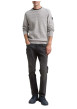 Thumbnail Pull en coton gris clair moucheté avec un col rond et des manches longues - Image 5