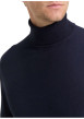 Thumbnail Pull en coton marine uni avec un col roulé et des manches longues - Image 4