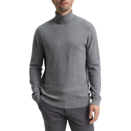 Pull en coton gris uni avec un col roulé et des...