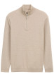 Thumbnail Pull en coton beige uni avec un col camionneur et des manches longues
