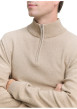 Thumbnail Pull en coton beige uni avec un col camionneur et des manches longues - Image 4
