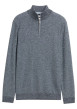 Thumbnail Pull en coton gris uni avec un col camionneur et des manches longues