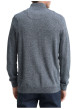 Thumbnail Pull en coton gris uni avec un col camionneur et des manches longues - Image 3